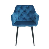 Scaun tip fotoliu living/dining albastru, tapiserie catifea, cadru metalic, fix, 62x58x82, Velvet Old